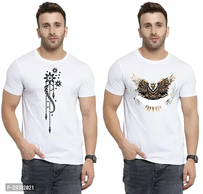 Reliable White Polycotton Printed T-Shirt For Men Pack Of 2-thumb0