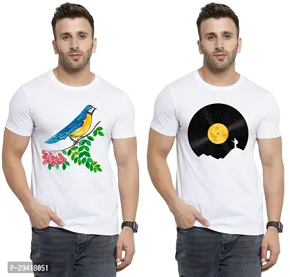 Comfortable White Polycotton Tees For Men Pack Of 2