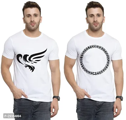 Reliable White Polycotton Printed T-Shirt For Men Pack Of 2-thumb0