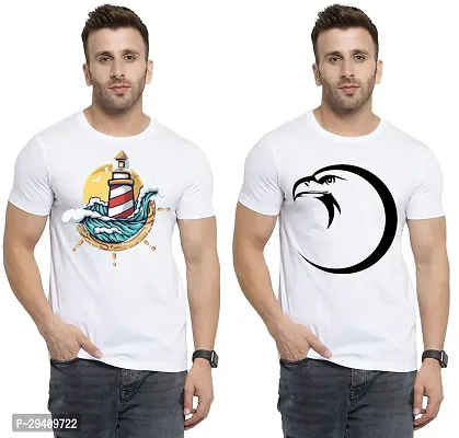 Comfortable White Polycotton Tees For Men Pack Of 2