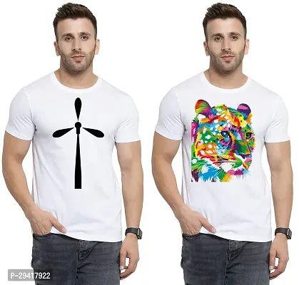 Comfortable White Polycotton Tees For Men Pack Of 2