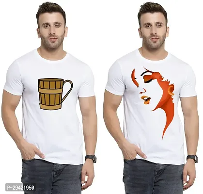 Stylish White Polycotton T-Shirt For Men Pack Of 2-thumb0