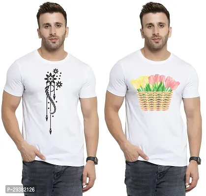 Reliable White Polycotton Printed T-Shirt For Men Pack Of 2-thumb0