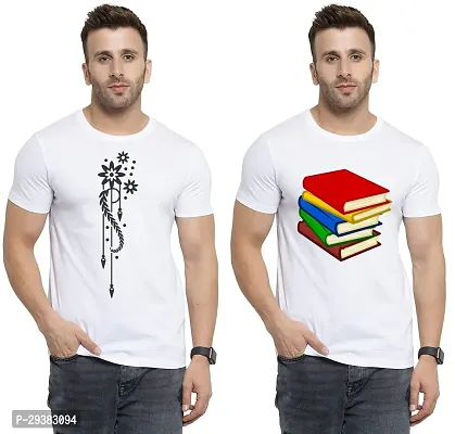 Reliable White Polycotton Printed T-Shirt For Men Pack Of 2-thumb0