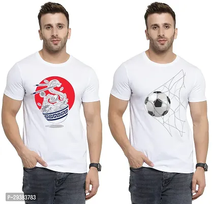 Reliable White Polycotton Printed T-Shirt For Men Pack Of 2