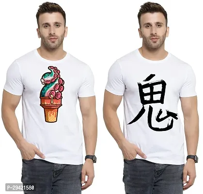 Stylish White Polycotton T-Shirt For Men Pack Of 2