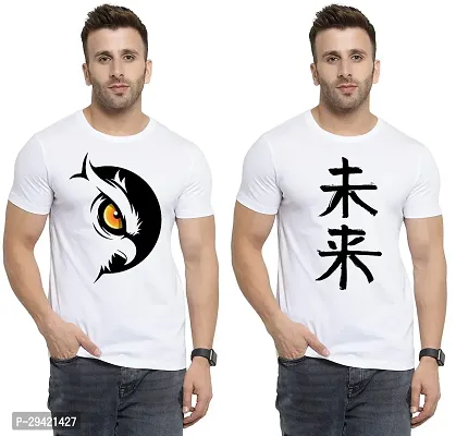 Stylish White Polycotton T-Shirt For Men Pack Of 2