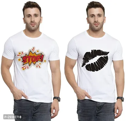 Reliable White Polycotton Printed T-Shirt For Men Pack Of 2-thumb0