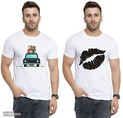 Reliable White Polycotton Printed T-Shirt For Men Pack Of 2-thumb0