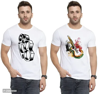 Stylish White Polycotton T-Shirt For Men Pack Of 2-thumb0