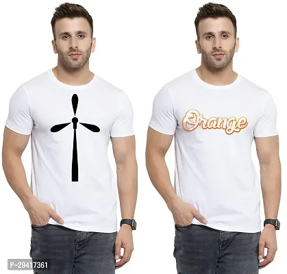 Comfortable White Polycotton Tees For Men Pack Of 2