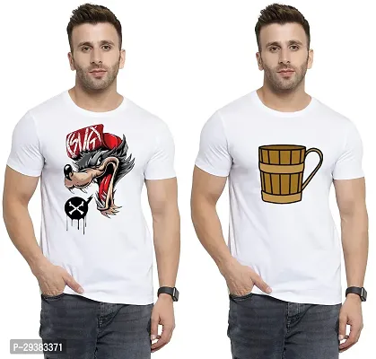 Reliable White Polycotton Printed T-Shirt For Men Pack Of 2-thumb0