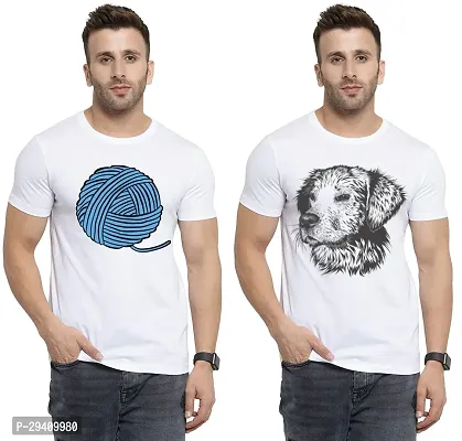 Comfortable White Polycotton Tees For Men Pack Of 2