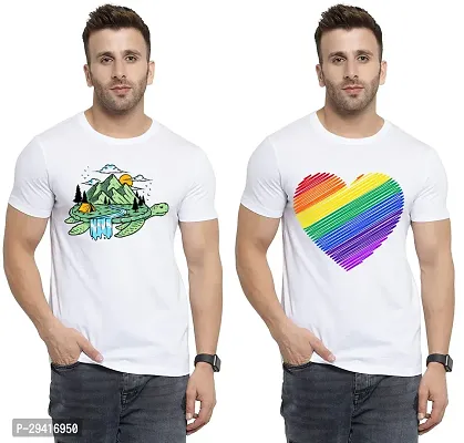 Comfortable White Polycotton Tees For Men Pack Of 2