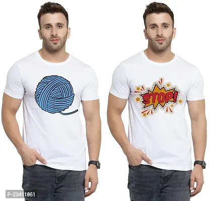 Comfortable White Polycotton Tees For Men Pack Of 2