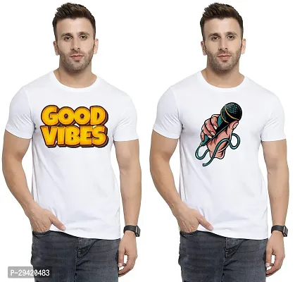 Stylish White Polycotton T-Shirt For Men Pack Of 2-thumb0