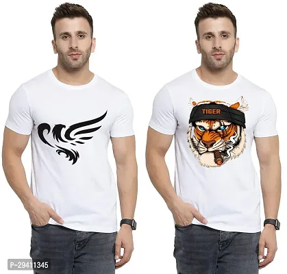 Comfortable White Polycotton Tees For Men Pack Of 2