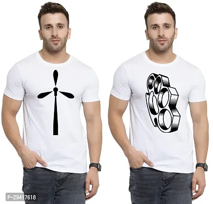 Comfortable White Polycotton Tees For Men Pack Of 2