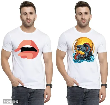 Reliable White Polycotton Printed T-Shirt For Men Pack Of 2-thumb0