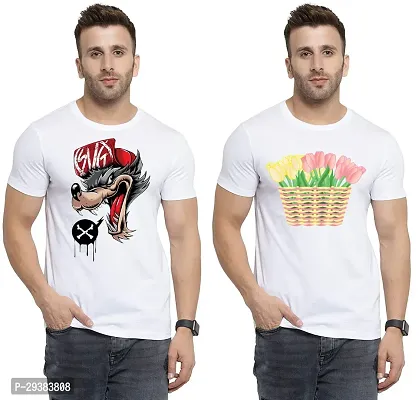 Reliable White Polycotton Printed T-Shirt For Men Pack Of 2-thumb0