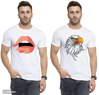 Comfortable White Polycotton Tees For Men Pack Of 2