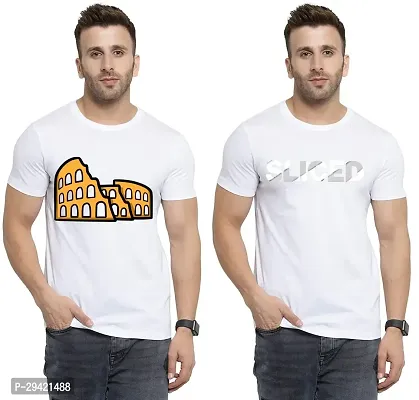 Stylish White Polycotton T-Shirt For Men Pack Of 2