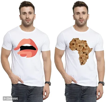 Comfortable White Polycotton Tees For Men Pack Of 2