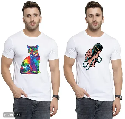 Reliable White Polycotton Printed T-Shirt For Men Pack Of 2-thumb0