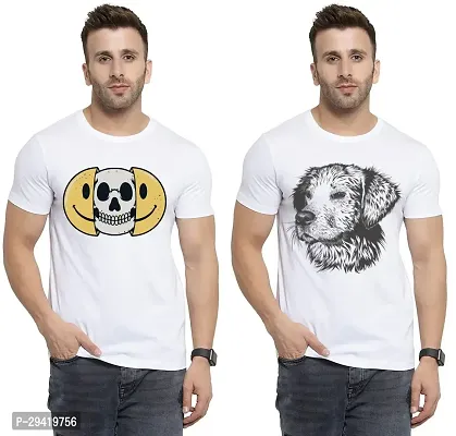 Stylish White Polycotton T-Shirt For Men Pack Of 2