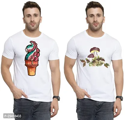 Stylish White Polycotton T-Shirt For Men Pack Of 2-thumb0