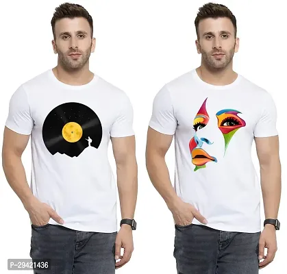 Stylish White Polycotton T-Shirt For Men Pack Of 2