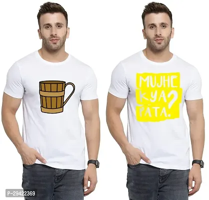 Stylish White Polycotton T-Shirt For Men Pack Of 2