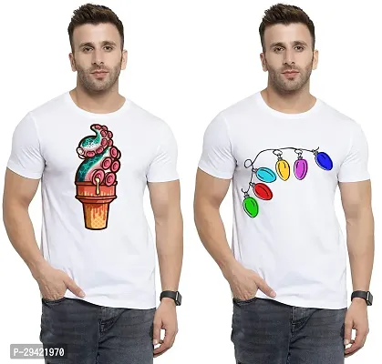 Stylish White Polycotton T-Shirt For Men Pack Of 2-thumb0