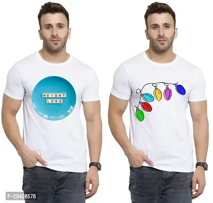 Stylish White Polycotton T-Shirt For Men Pack Of 2