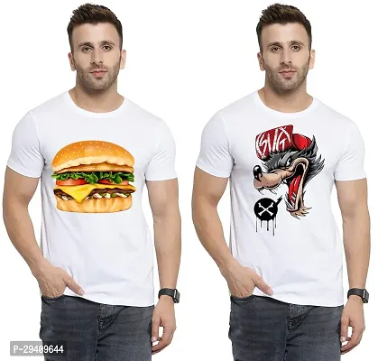 Comfortable White Polycotton Tees For Men Pack Of 2