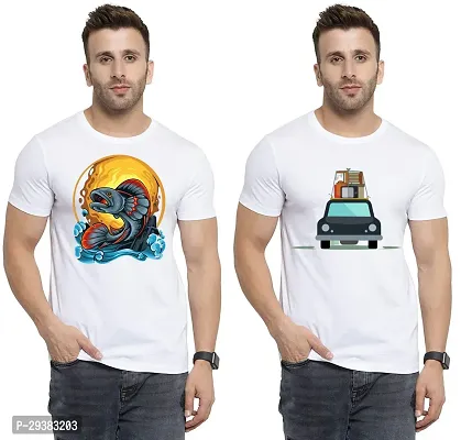 Reliable White Polycotton Printed T-Shirt For Men Pack Of 2-thumb0