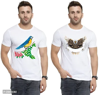 Comfortable White Polycotton Tees For Men Pack Of 2