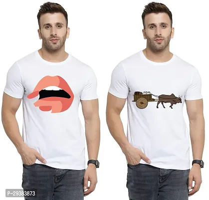 Reliable White Polycotton Printed T-Shirt For Men Pack Of 2-thumb0