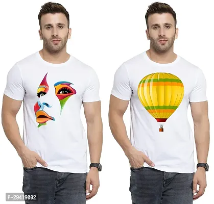 Stylish White Polycotton T-Shirt For Men Pack Of 2-thumb0