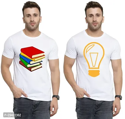 Stylish White Polycotton T-Shirt For Men Pack Of 2-thumb0