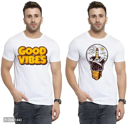 Stylish White Polycotton T-Shirt For Men Pack Of 2-thumb0