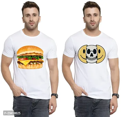 Comfortable White Polycotton Tees For Men Pack Of 2