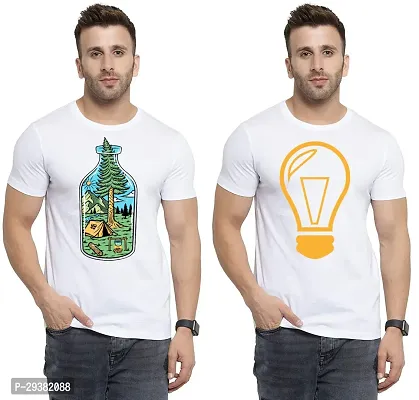 Reliable White Polycotton Printed T-Shirt For Men Pack Of 2