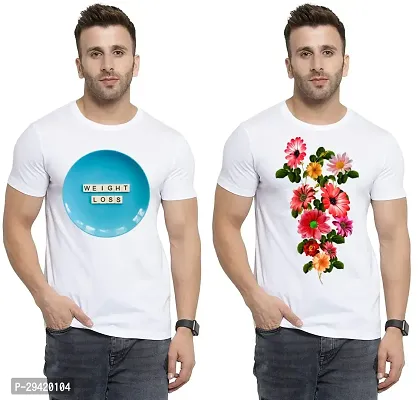 Stylish White Polycotton T-Shirt For Men Pack Of 2