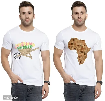 Stylish White Polycotton T-Shirt For Men Pack Of 2