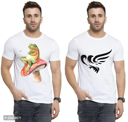 Comfortable White Polycotton Tees For Men Pack Of 2