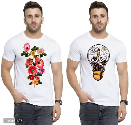 Stylish White Polycotton T-Shirt For Men Pack Of 2