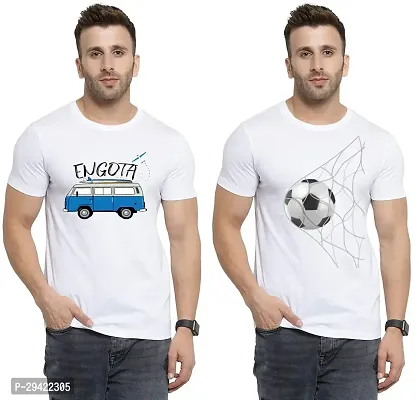 Stylish White Polycotton T-Shirt For Men Pack Of 2