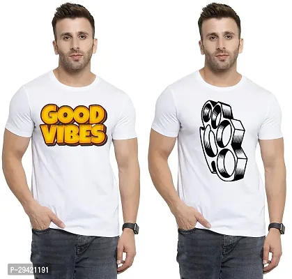 Stylish White Polycotton T-Shirt For Men Pack Of 2