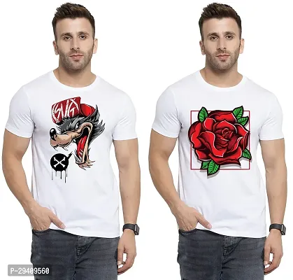 Comfortable White Polycotton Tees For Men Pack Of 2